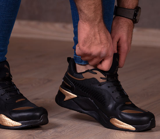کفش مردانه Puma مدل Rs(مشکي طلايي)